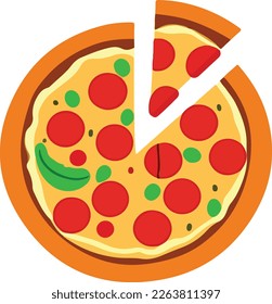 Delicious Pepperoni Pizza on White Background. Vector Illustration. This vector art features a mouth-watering pepperoni pizza on a white background. The pizza is piled high with melted cheese.