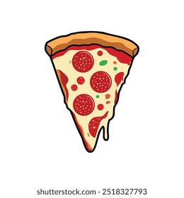 Delicious pepperoni pizza slice vector, perfect for food blogs and Menus. Pizza Vector Illustration for Food Lovers.