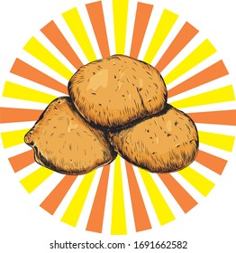 Delicious Peruvian potato. Yellow potato, Peruvian food. Peruvian potato vector.