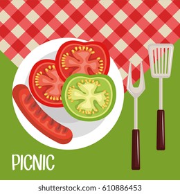 delicious picnic scene icons