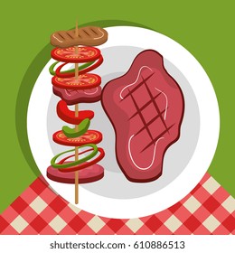 delicious picnic scene icons