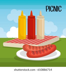 delicious picnic scene icons