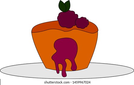 Delicious pie with jam, illustration, vector on white background.
