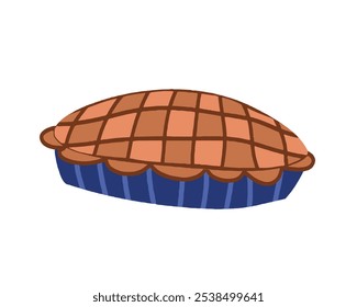 Delicious pie, Pie Vector Illustration, Pumpkin Pie, Flat Design, Halloween and Thanksgiving Meal, Autumn Pastry and Baker Element