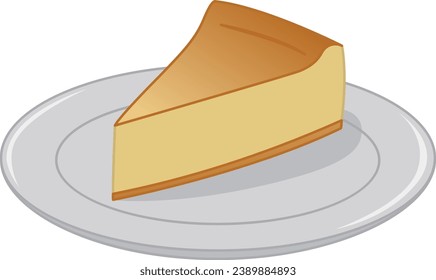 Delicious Piece of Pie on a Plate. Vector Illustration of Sweet Pastries. Menu Design