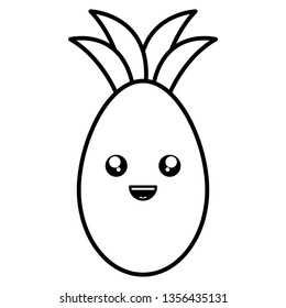 delicious pineapple fruit kawaii character