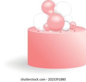 delicious pink cake with balloons