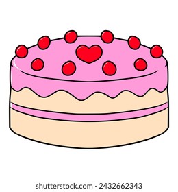 delicious pink pink cake illustration hand drawn colored vector drawing	