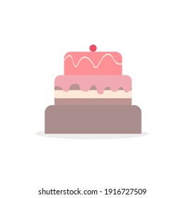 delicious pink cake on white background