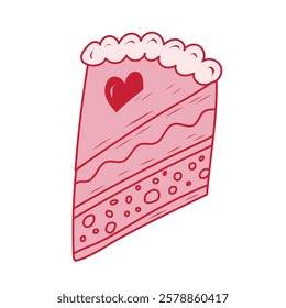 Delicious pink cake slice featuring a heart design, perfect for celebrations or sweet treats