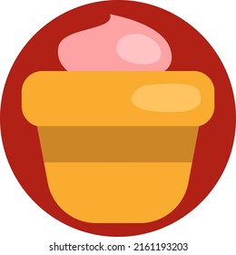 Delicious pink cupcake, illustration, vector on a white background.