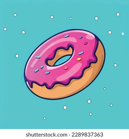 Delicious Pink Donut with Vector Art