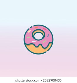Delicious Pink Frosted Donut Illustration