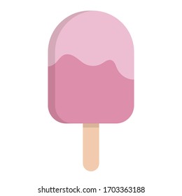 Delicious pink ice cream in stick. Flat style vector illustration design.