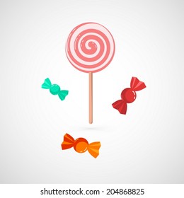 Delicious pink LollyPop and Sweet, Isolated On White Background,