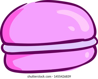 Delicious pink macaron, illustration, vector on white background.