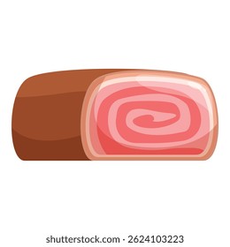 Delicious pink swiss roll cake slice with its filling swirl is making your mouth water