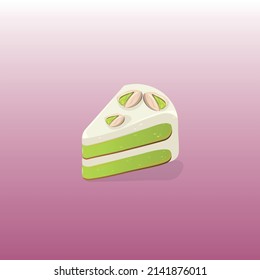 Delicious pistachio cake with leaves 