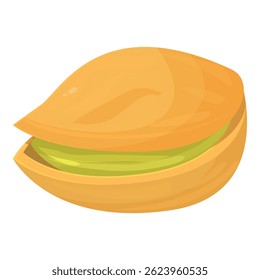 Delicious pistachio nut with opened shell, revealing the tasty green core