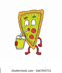 delicious pizza character design and mascot. cartoon vector. logo.