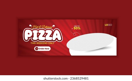 Delicious Pizza facebook cover or web banner  design  template.