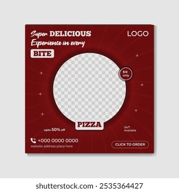 Delicious Pizza Anuncios de comida rápida Diseño de publicaciones de redes sociales Comida chatarra Negocios Marketing Publicación de redes sociales Plantilla