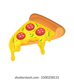 Delicious pizza flat vector illustration isolated on white background