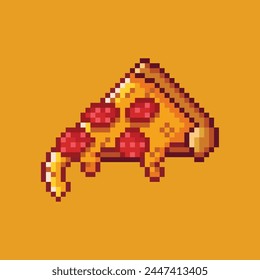 Delicious Pizza food illustration in pixel art