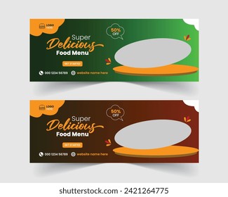 Delicious Pizza or Delicious Food Menu Facebook Cover Web Banner Template Design
