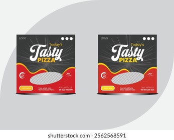 Delicious pizza and food menu social media post banner or editable square food banner design template