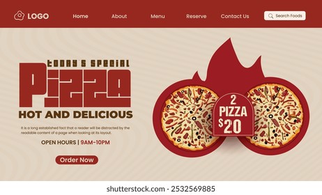 Delicious pizza food restaurant landing page design