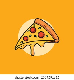 Delicious pizza icon cartoon illustration