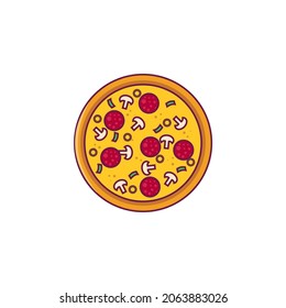 Delicious pizza icon logo illustration