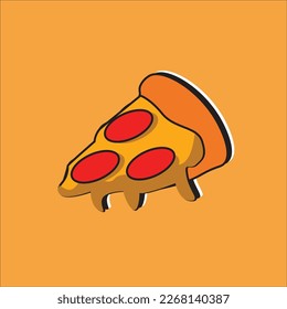 Delicious Pizza icon with orange background, suitable for food icon, sign, symbol, logo, etc.
