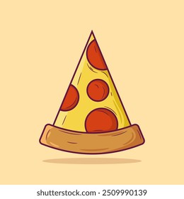 Deliciosa ilustração de pizza com pepperoni. Ilustração de desenho animado Fast food