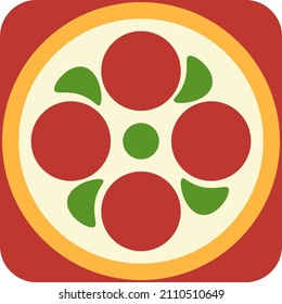 Delicious pizza, illustration, vector on a white background.