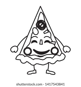 delicious pizza kawaii character vector illustration