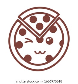 delicious pizza , line style icon vector illustration design