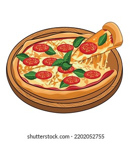 Delicious pizza Margarita on white background