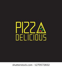 Delicious PIZZA on black background logo design