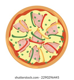 Delicious pizza on white background, top view