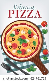 Delicious Pizza Poster Vector