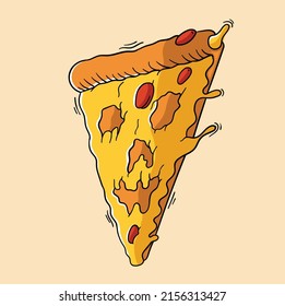 DELICIOUS PIZZA SKULL MELTED ILLUSTRATION
