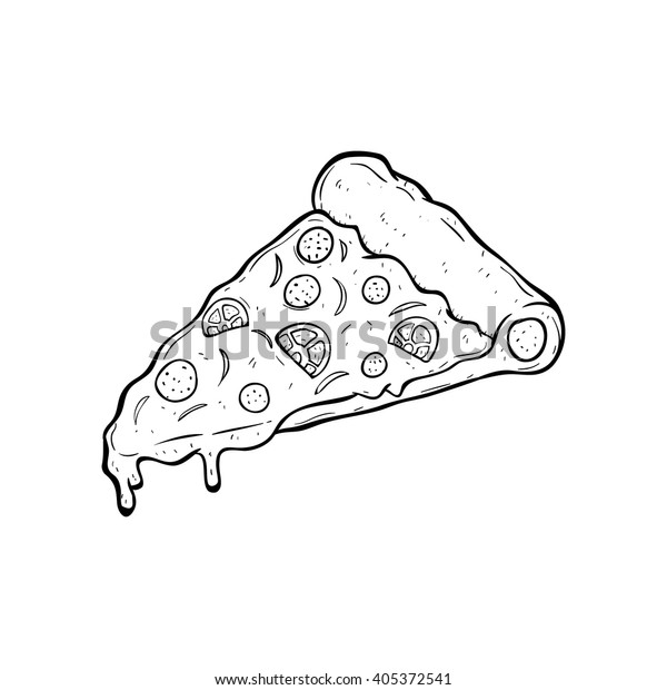 Delicious Pizza Slice Doodle Sketchy Style Stock Vector (Royalty Free ...