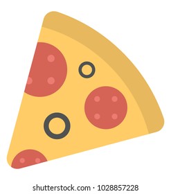 
A delicious pizza slice, flat icon
