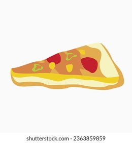 Delicious pizza slice freehand drawing vector