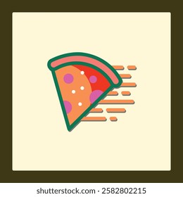 Delicious Pizza Slice Icon for Fast Delivery Service and Food Ordering