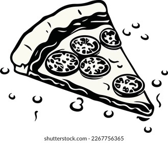 Delicious Pizza Slice Icon Isolated on White Background - Vector Illustration