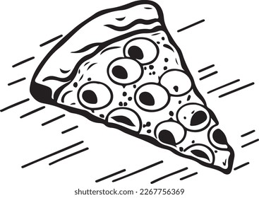 Delicious Pizza Slice Icon Isolated on White Background - Vector Illustration