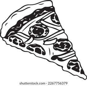 Delicioso icono de pizza Slice aislado en fondo blanco - Ilustración vectorial
